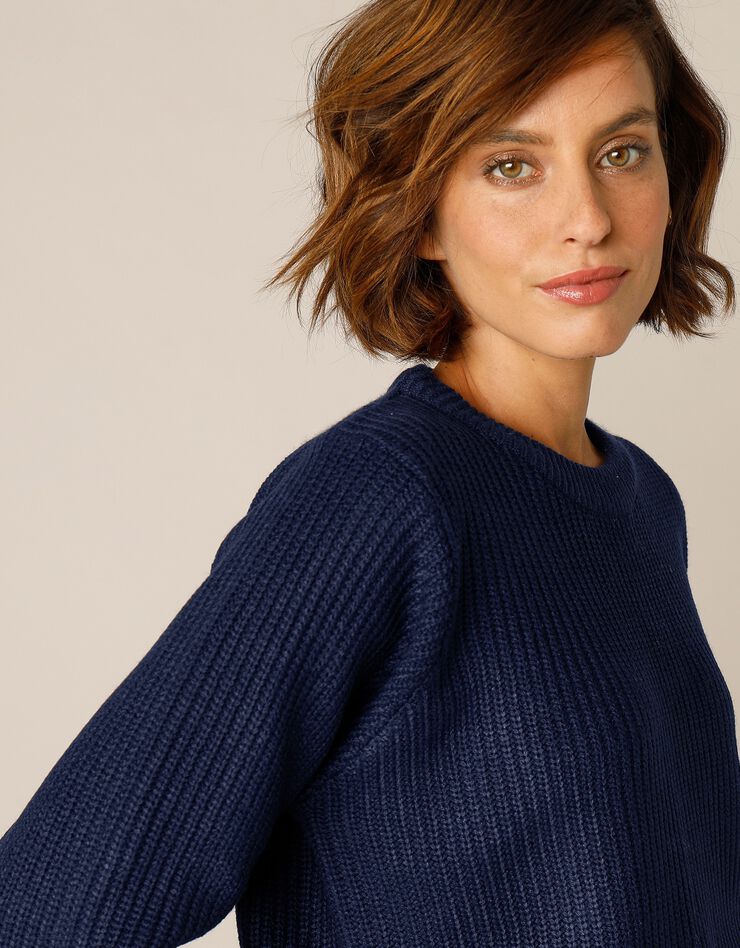 Pull col rond maille anglaise (marine) Pull col rond maille anglaise (marine)