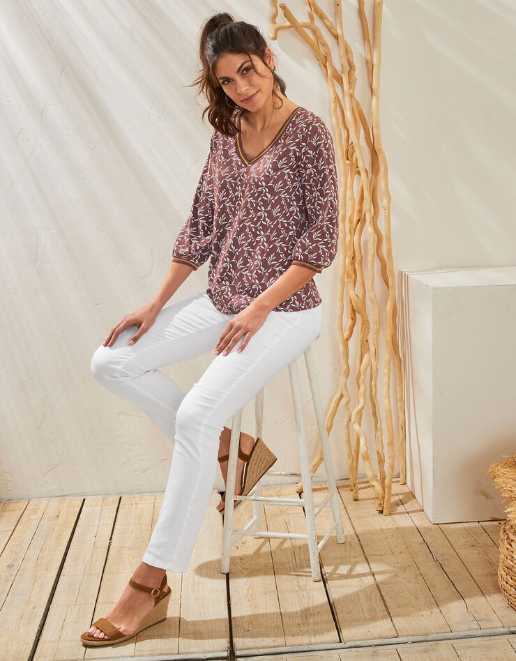 Tee-shirt manches 3/4 imprimé bicolore (taupe) Tee-shirt manches 3/4 imprimé bicolore (taupe)