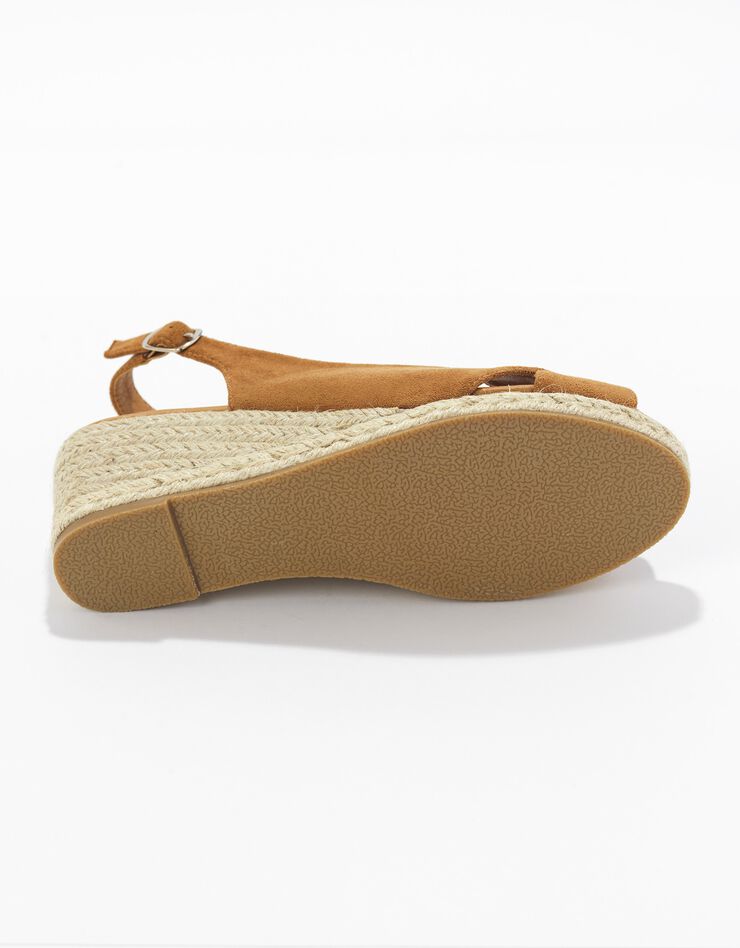 Sandales compensées corde à talon et bout ouverts (caramel)