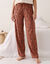 Pantalon pyjama coton imprim&eacute; "feuillage" avec lien &agrave; nouer (terracotta)