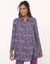 Tunique longue col chemise, imprimé cachemire (bleu jean)