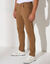 Pantalon droit 5 poches twill coton extensible (marron clair)