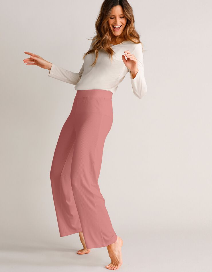 Pantalon large maille côtelée taille élastiquée (terracotta) Pantalon large maille côtelée taille élastiquée (terracotta)