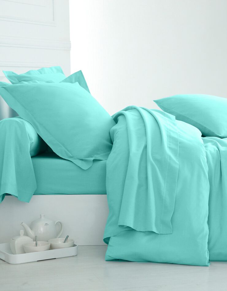 Linge de lit uni polyester-coton Colombine (lagon)