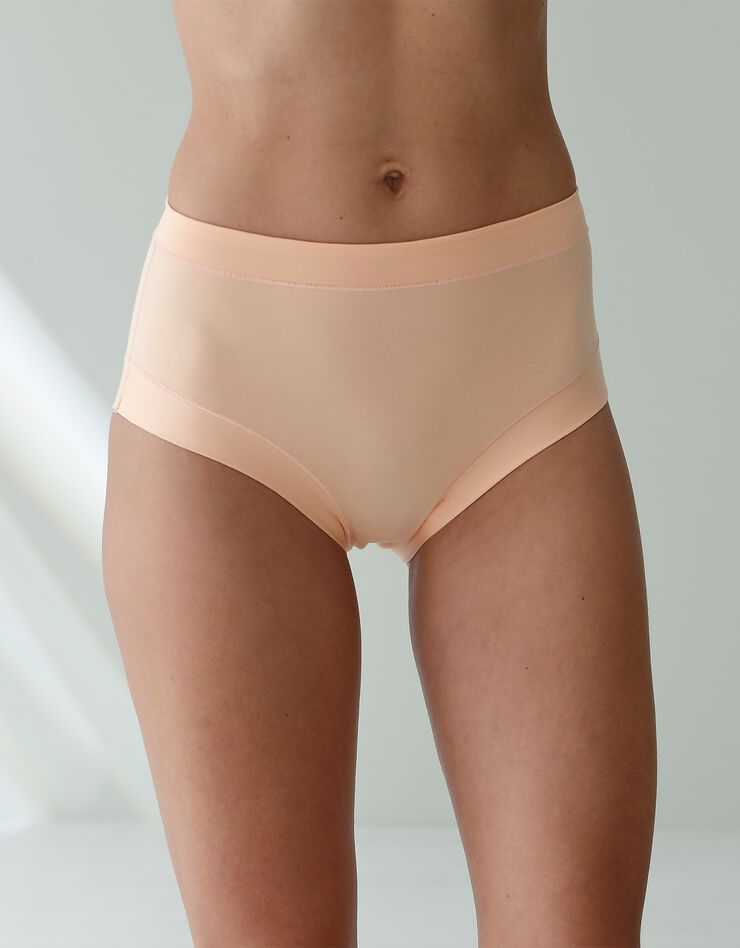 Culotte coton stretch forme maxi ceinture confort "sans élastiques" - lot de 2 (nude + pêche)