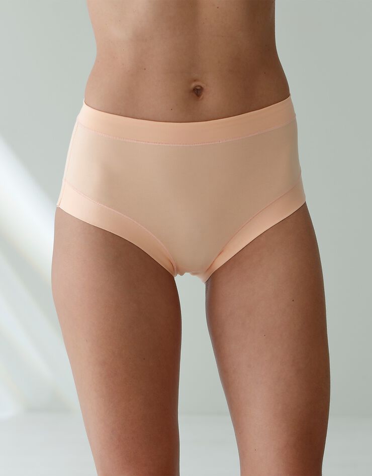 Culotte coton stretch forme maxi ceinture confort "sans élastiques" - lot de 2 (nude + pêche) Culotte coton stretch forme maxi ceinture confort "sans élastiques" - lot de 2 (nude + pêche)