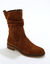 Bottes fourr&eacute;es en cuir pliss&eacute;  (chocolat)