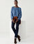 Pull col bateau &agrave; manches blousantes, maille anglaise (bleu denim)