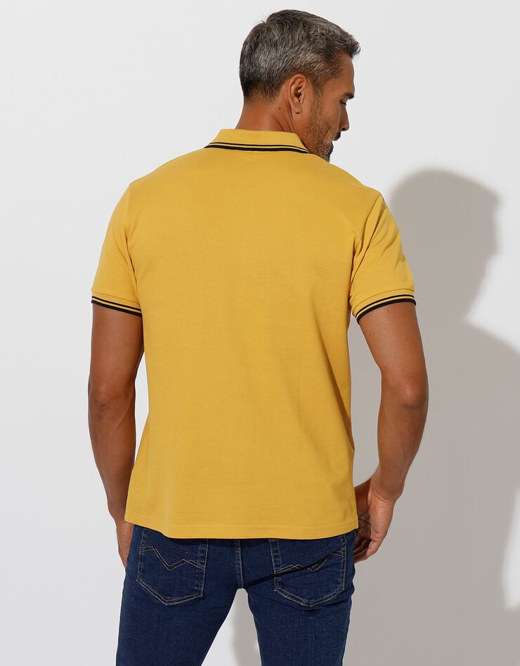 Polo uni maille piquée manches courtes (jaune)
