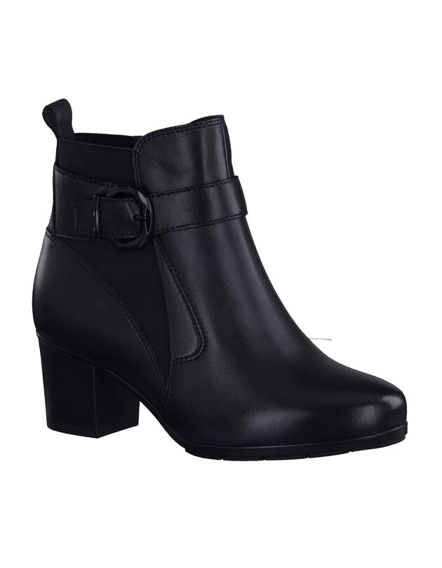 Bottines zippées dessus cuir - largeur confort (noir)
