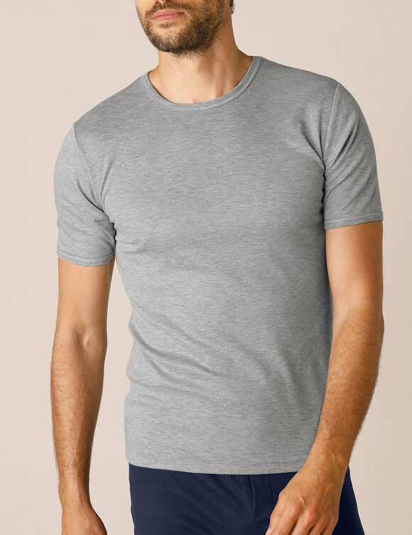 T-shirt sous-vêtement homme col montant manches longues chaleur intense - lot de 2 (gris chiné)