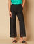 Pantalon large 7/8ème, broderie anglaise (noir)