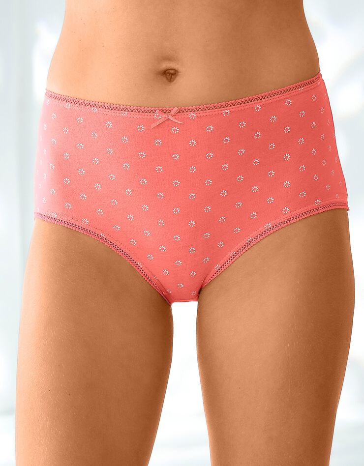 Culotte coton forme maxi imprimé motifs « plage » assortis – Lot de 4 (vert d'eau / corail) Culotte coton forme maxi imprimé motifs « plage » assortis – Lot de 4 (vert d'eau / corail)