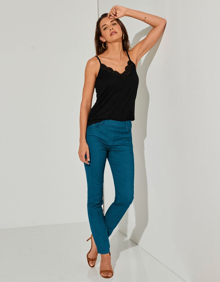 Pantalon stretch coutures affinantes (bleu paon) Pantalon stretch coutures affinantes (bleu paon)