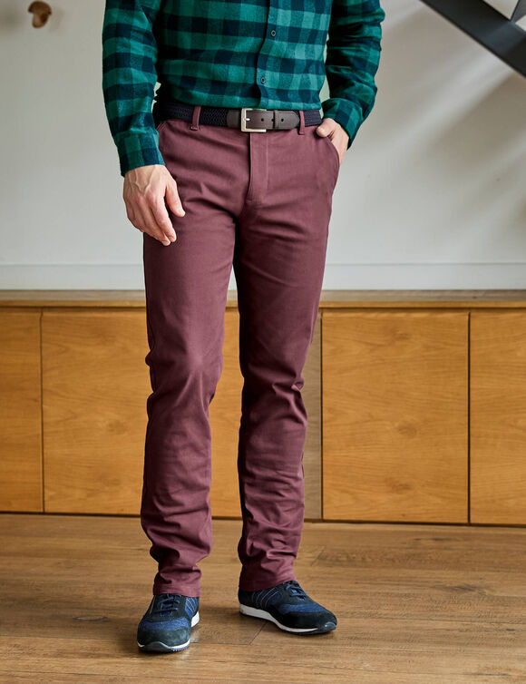 Pantalon chino élastiqué côtés - entrej. 82 cm (bordeaux)