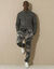 Pantalon jogging molleton bas élastiqué (gris camouflage)