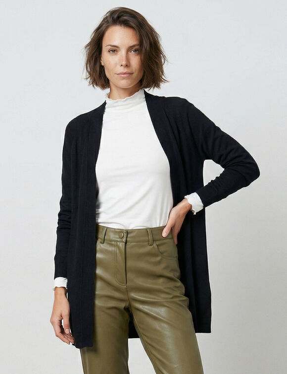 Gilet porter ouvert, manches longues (noir)