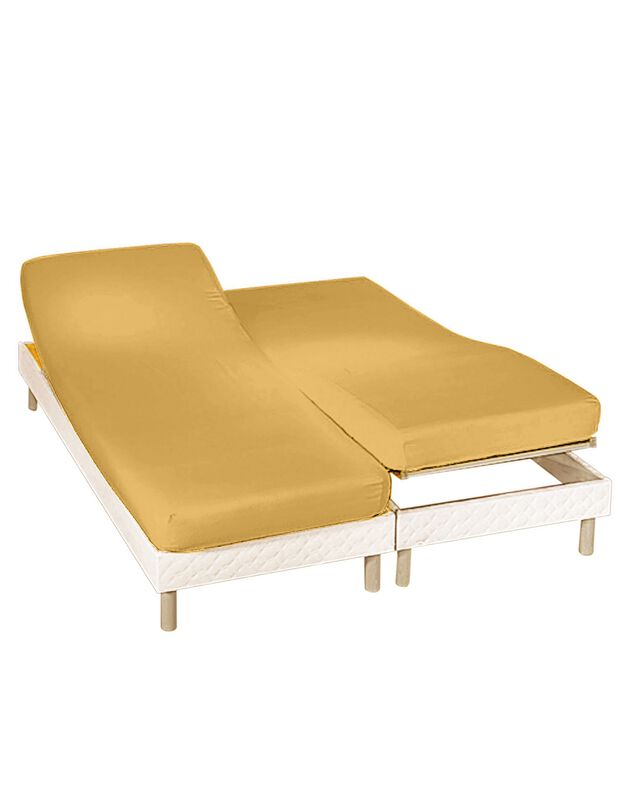 Drap-housse uni sommier articulé coton - bonnets 26 cm (curry)