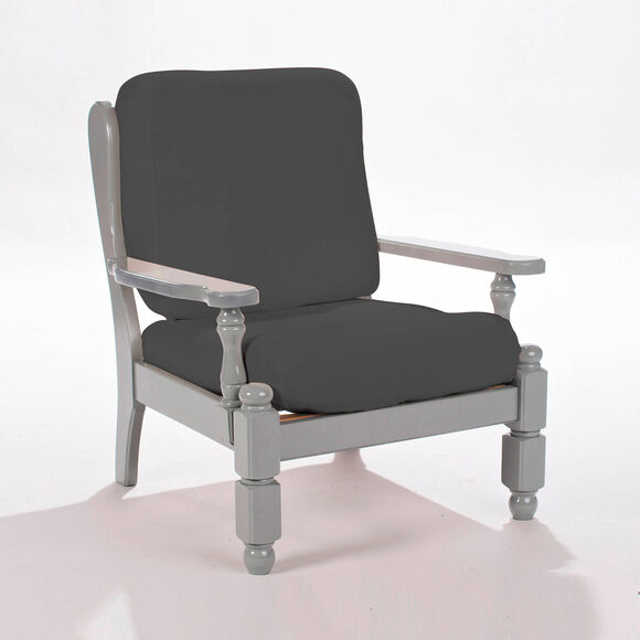 Housse extensible unie spéciale fauteuil rustique (gris)