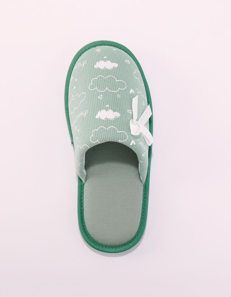 Mules plates imprimées "nuages" (vert d'eau) Mules plates imprimées "nuages" (vert d'eau)