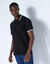 Polo uni maille piquée manches courtes (noir)