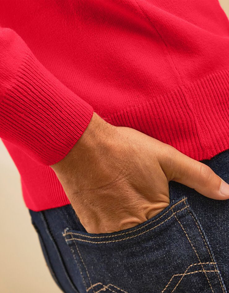 Pull uni col rond (corail)
