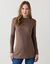 Pull col montant long, maille c&ocirc;tel&eacute;e (taupe)