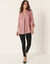 Blouse col tunisien imprimé pois, crêpe (rose poudré / taupe)