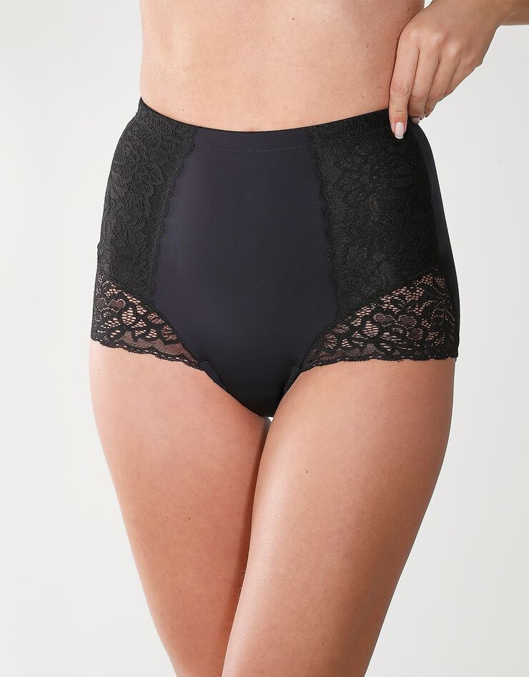 Gaine affinante plastron dentelle - maintien  (noir)