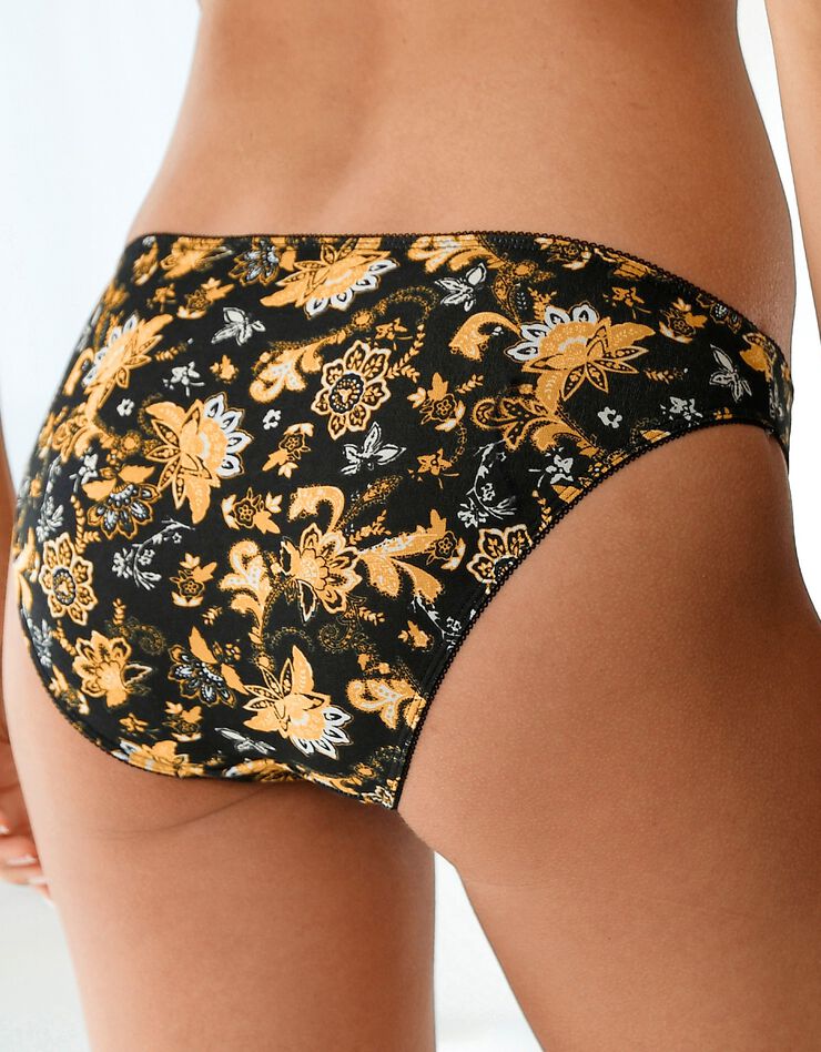 Slip coton imprimé "graphique" - lot de 4 (noir / miel) Slip coton imprimé "graphique" - lot de 4 (noir / miel)