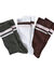 Mi-chaussettes sportswear en c&ocirc;tes et rayures - lot de 3 paires (kaki / chocolat)