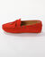 Mocassins en cuir ultra-souple à liens (rouge)