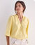 Blouse ample, manches 3/4 brod&eacute;es (jaune)