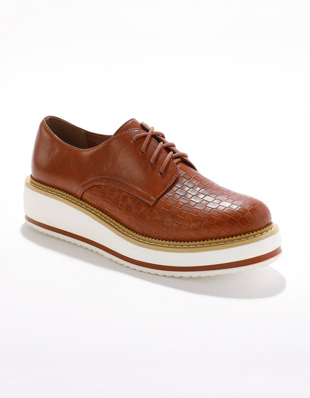 Derbies compensés effet tissé - caramel (caramel)