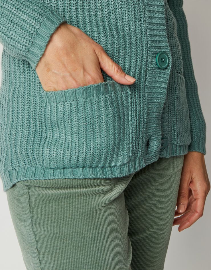 Gilet boutonné maille anglaise (vert jade) Gilet boutonné maille anglaise (vert jade)