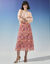 Jupe longue imprimé ikat, taille élastiquée (rose)