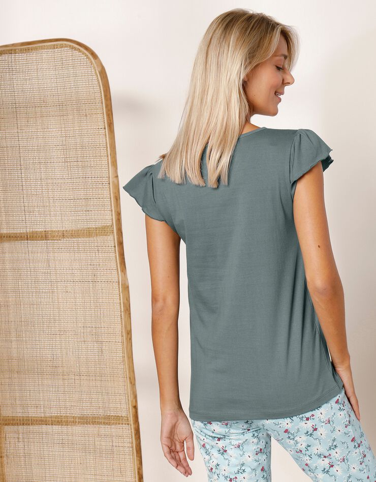 Tee-shirt pyjama manches courtes imprimé placé (bronze)