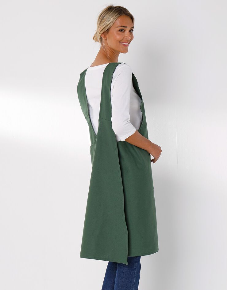 Tablier de cuisine japonais coton uni personnalisable (vert)