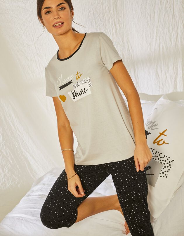 Pyjacourt en jersey coton imprimé Love (gris) Pyjacourt en jersey coton imprimé Love (gris)