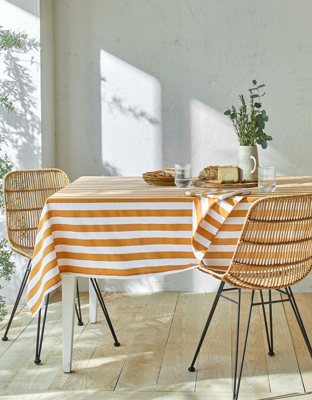 Nappe rayée, collection Ninole (jaune / blanc)