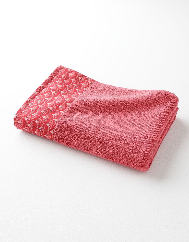 Éponge bouclette 420g/m² liteau imprimé ginkgo  (framboise)
