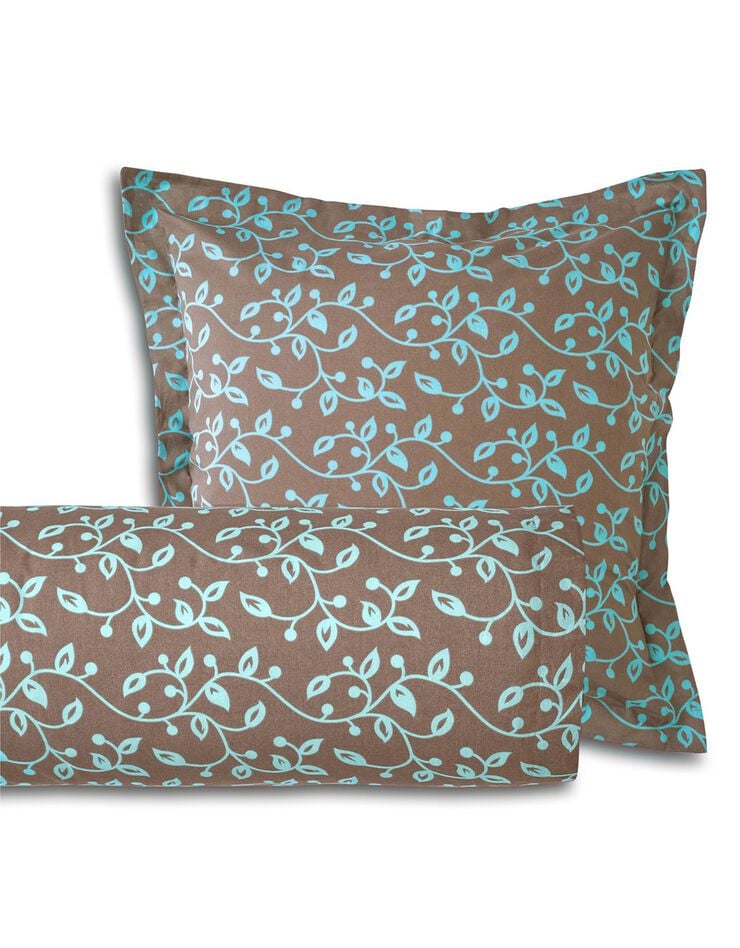 Linge de lit Héritage en coton à motifs volutes (chocolat / turquoise)