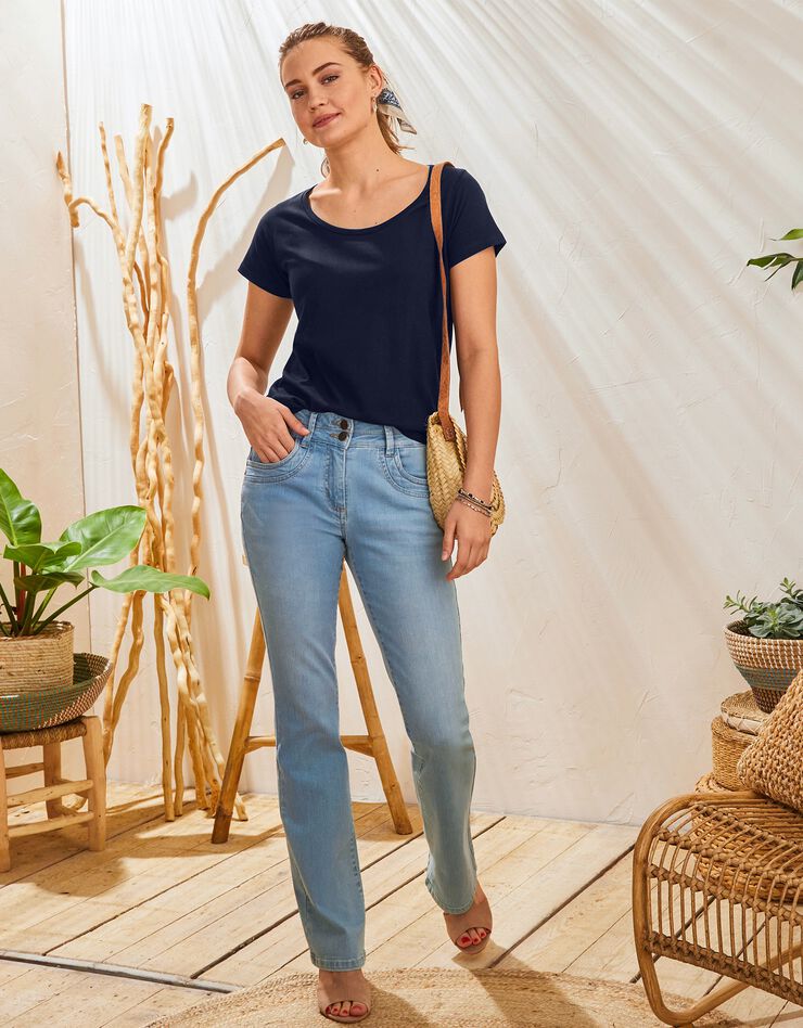 Tee-shirt col rond manches courtes uni coton bio (marine) Tee-shirt col rond manches courtes uni coton bio (marine)