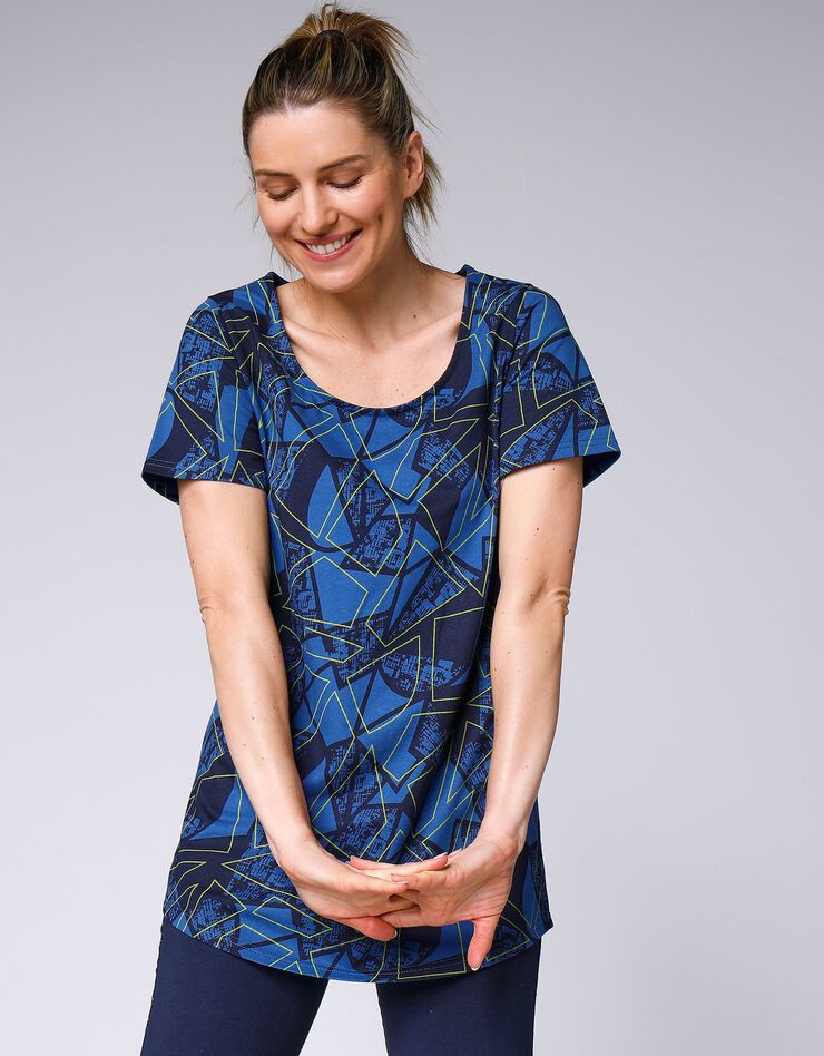 Tee-shirt ample imprimé  (marine / anis)