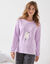 Pyjama motif "chat" manches longues volant&eacute;es  (parme / gris)