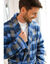 Veste d'intérieur maille polaire (carreaux bleu)