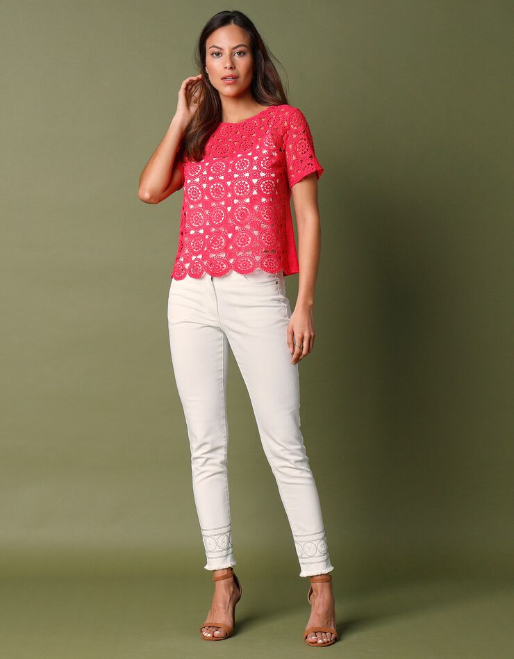 Tee-shirt macramé manches courtes (rose) Tee-shirt macramé manches courtes (rose)