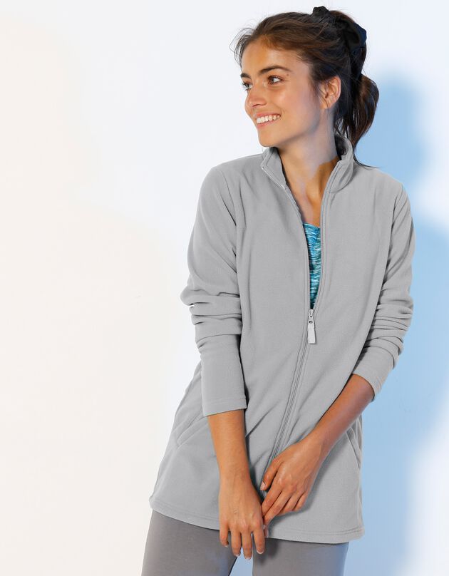 Veste polaire zippée manches longues (gris perle) Veste polaire zippée manches longues (gris perle)