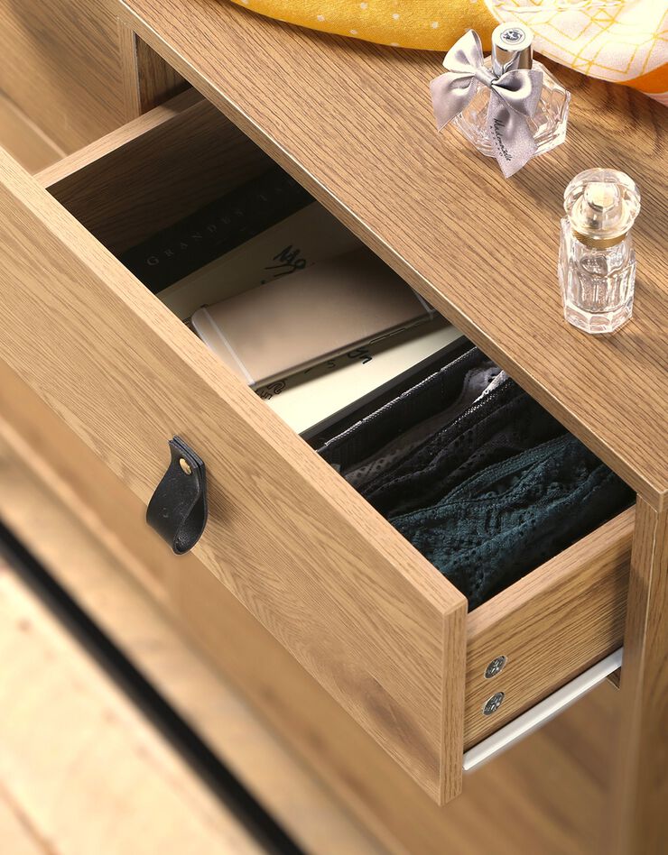 Commode STOCKIES style industriel 2 portes, 2 tiroirs (naturel)