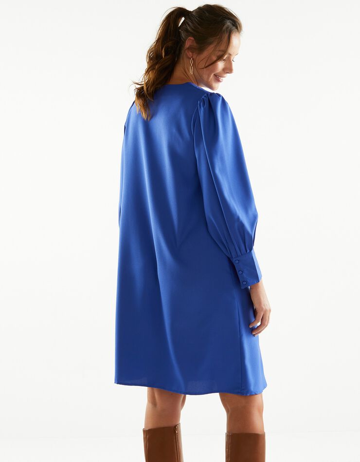 Robe forme housse crêpe uni (bleu dur)